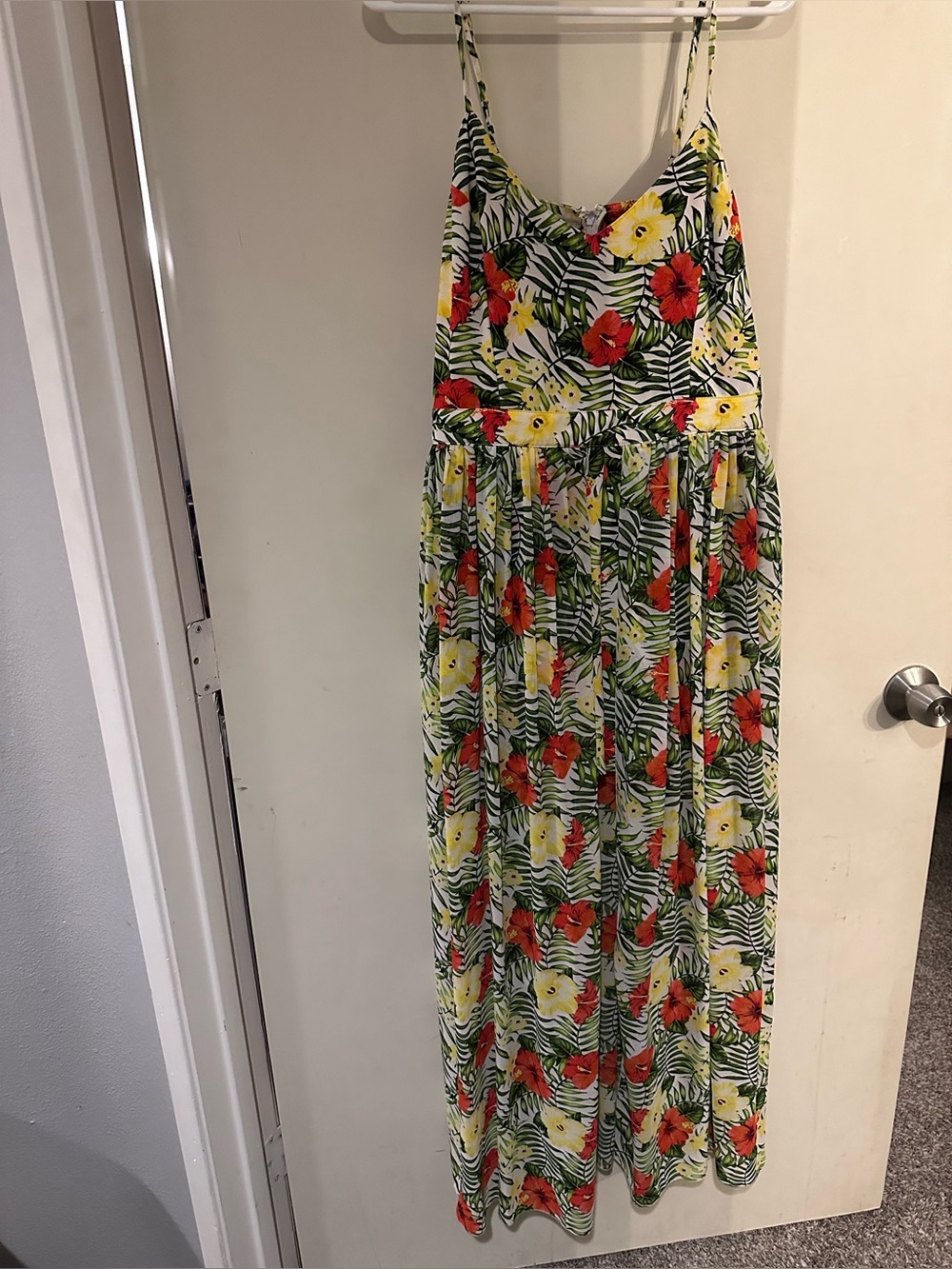 XOXO Yellow & Red Tropical Floral Maxi Dress with attached  shorts